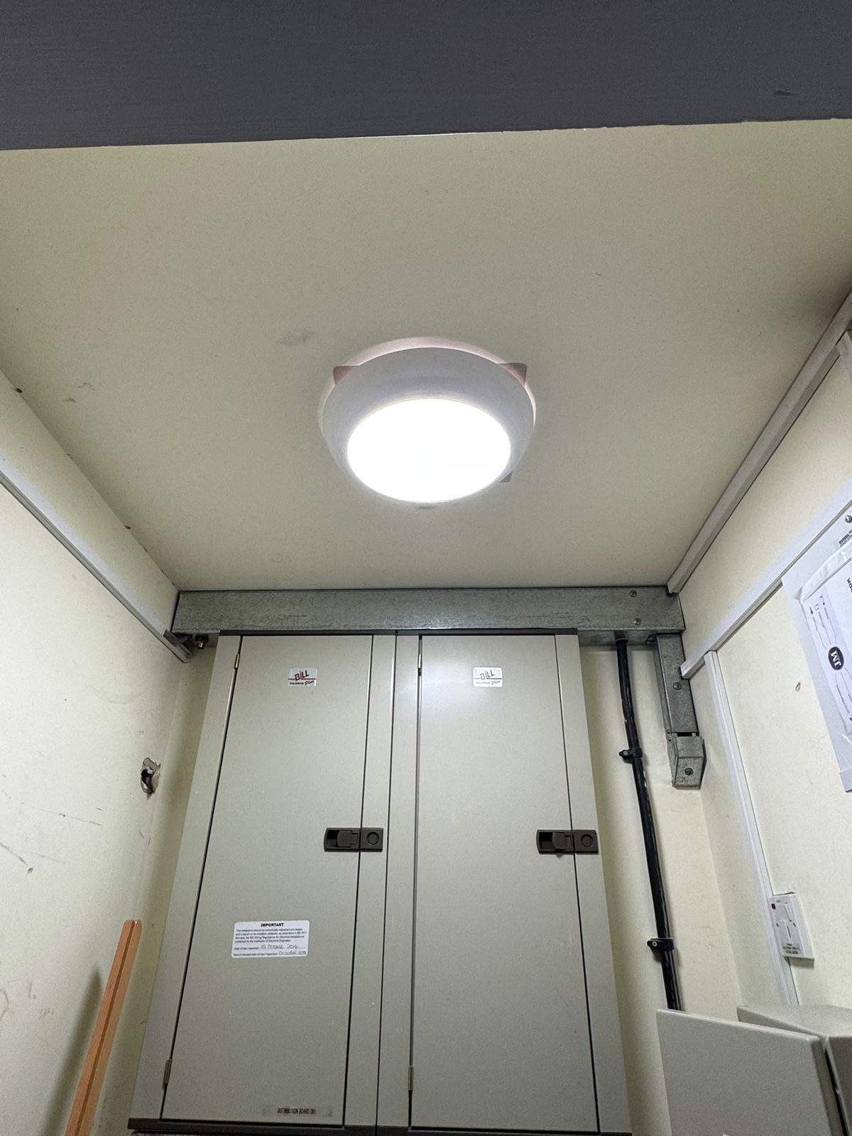 New LED light fitted above commercial distribution boards